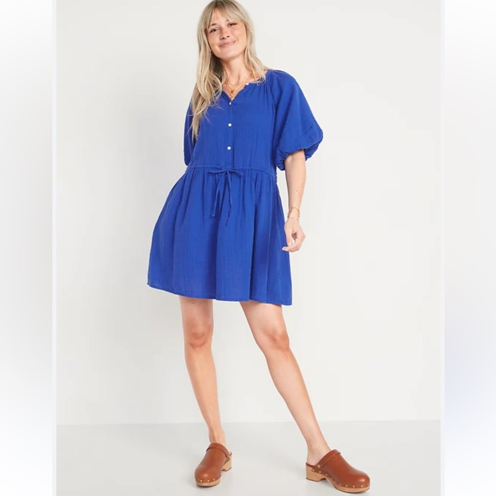 Old Navy Women’s Waist-Defined Puff-Sleeve Mini Dress size XL Petite